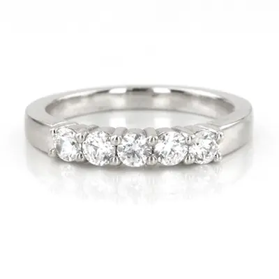14K white gold 5 Stone Shared Prong Women Anniversary Ring (1/3 ct. tw.) - alternate view 2 thumbnail