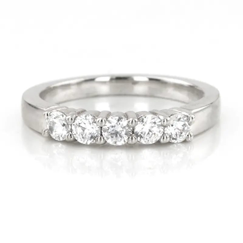 14K white gold 5 Stone Shared Prong Women Anniversary Ring (1/3 ct. tw.) - alternate view 2