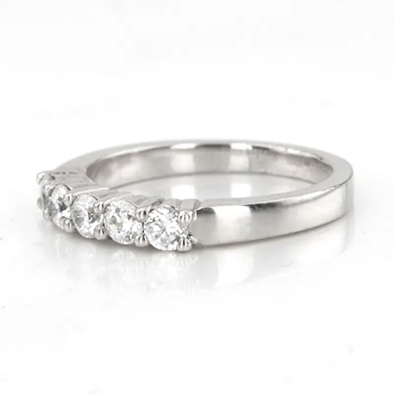 14K white gold 5 Stone Shared Prong Women Anniversary Ring (1/3 ct. tw.) - alternate view 5