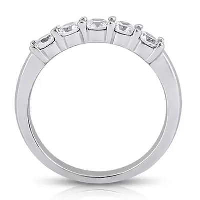 14K white gold 5 Stone Shared Prong Women Anniversary Ring (1/3 ct. tw.) - alternate view 3 thumbnail
