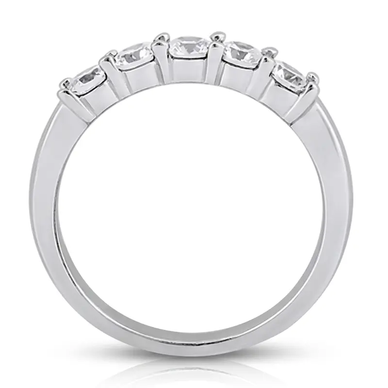 14K white gold 5 Stone Shared Prong Women Anniversary Ring (1/3 ct. tw.) - alternate view 3