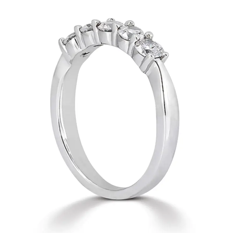 14K white gold 5 Stone Shared Prong Women Anniversary Ring (1/2 ct. tw.) - alternate view 5