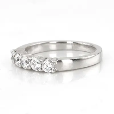 14K white gold 5 Stone Shared Prong Women Anniversary Ring (1/2 ct. tw.) - alternate view 3 thumbnail