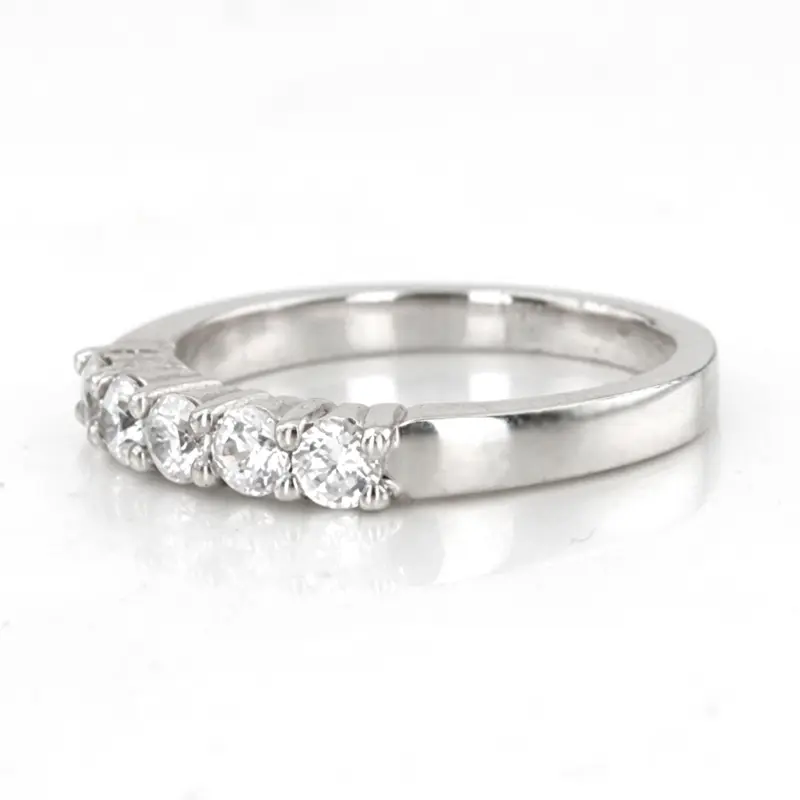 14K white gold 5 Stone Shared Prong Women Anniversary Ring (1/2 ct. tw.) - alternate view 3