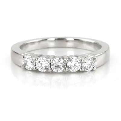 14K white gold 5 Stone Shared Prong Women Anniversary Ring (1/2 ct. tw.) - main view thumbnail