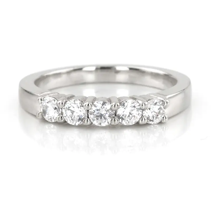 14K white gold 5 Stone Shared Prong Women Anniversary Ring (1/2 ct. tw.) - main view