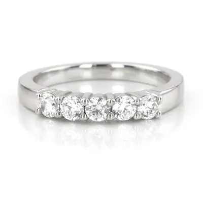 14K white gold 5 Stone Shared Prong Women Anniversary Ring (3/4 ct. tw.) - alternate view 2 thumbnail