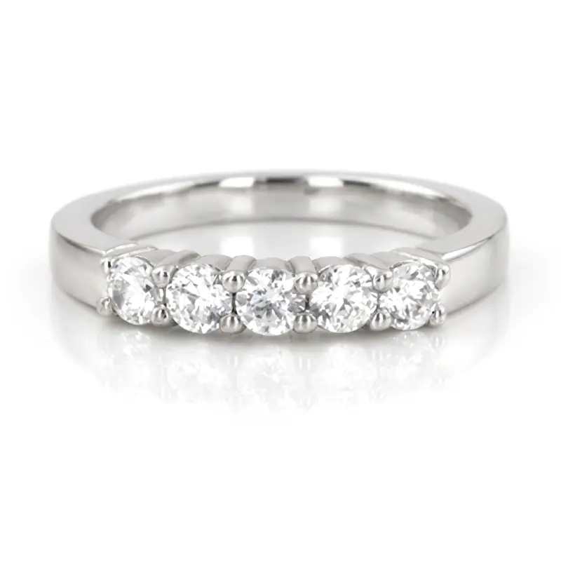 14K white gold 5 Stone Shared Prong Women Anniversary Ring (3/4 ct. tw.) - alternate view 2
