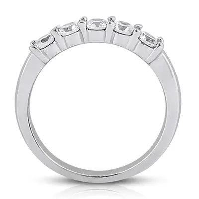 14K white gold 5 Stone Shared Prong Women Anniversary Ring (3/4 ct. tw.) - alternate view 3 thumbnail