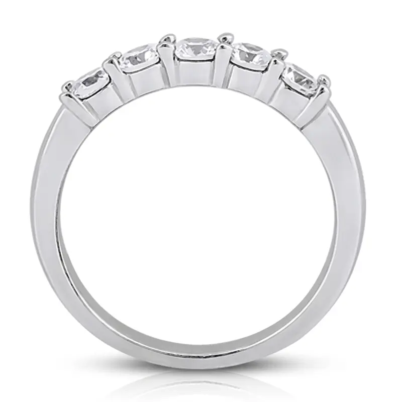 14K white gold 5 Stone Shared Prong Women Anniversary Ring (3/4 ct. tw.) - alternate view 3