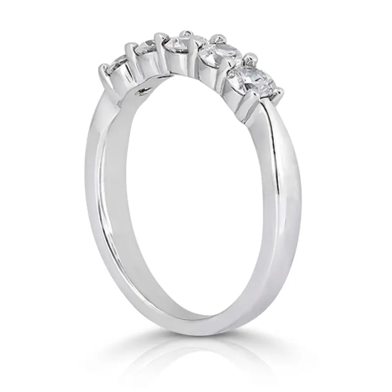 14K white gold 5 Stone Shared Prong Women Anniversary Ring (3/4 ct. tw.) - alternate view 4