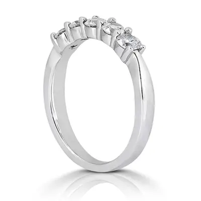 14K white gold 5 Stone Shared Prong Women Anniversary Ring (1 ct. tw.) - main view thumbnail