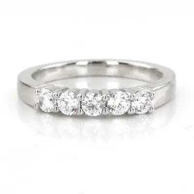 14K white gold 5 Stone Shared Prong Women Anniversary Ring (1 ct. tw.) - alternate view 2 thumbnail