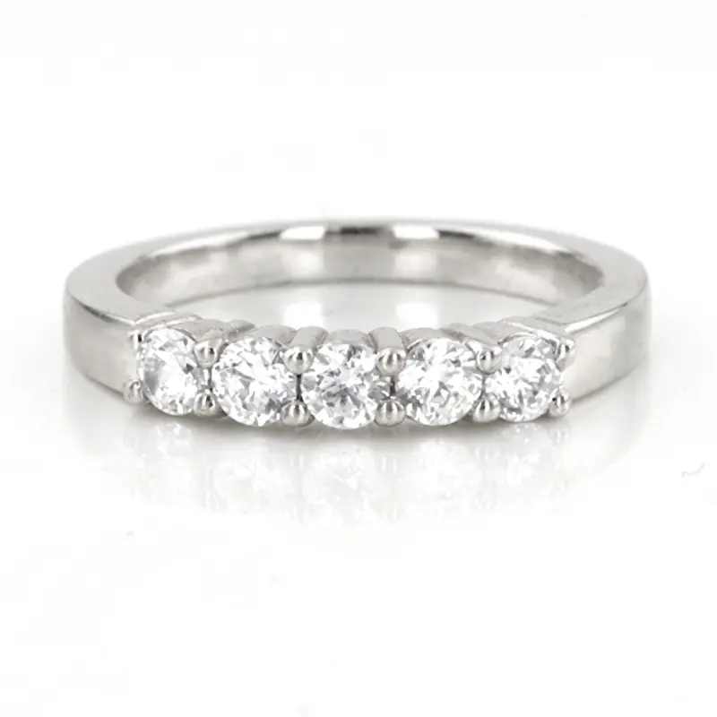 14K white gold 5 Stone Shared Prong Women Anniversary Ring (1 ct. tw.) - alternate view 2