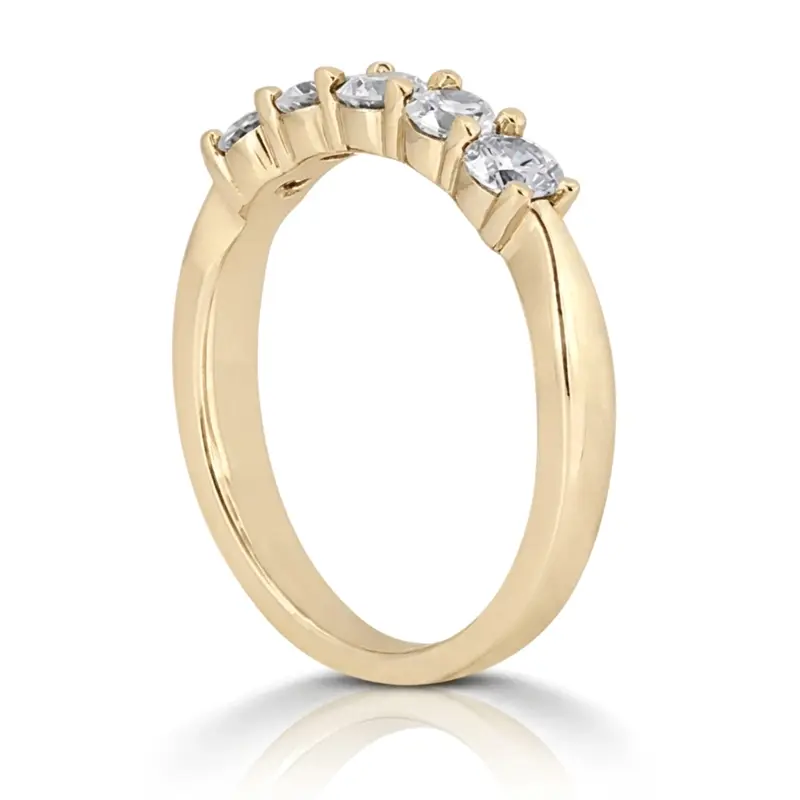14K white gold 5 Stone Shared Prong Women Anniversary Ring (1 ct. tw.) - alternate view 3