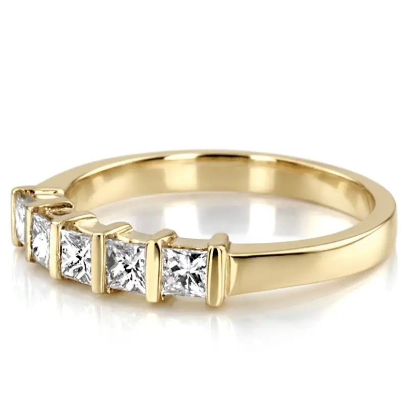 14K white gold 5 Stone Contemporary Bar Set Princess Cut Women Diamond Ring (3/4 ct. tw.) - alternate view 4