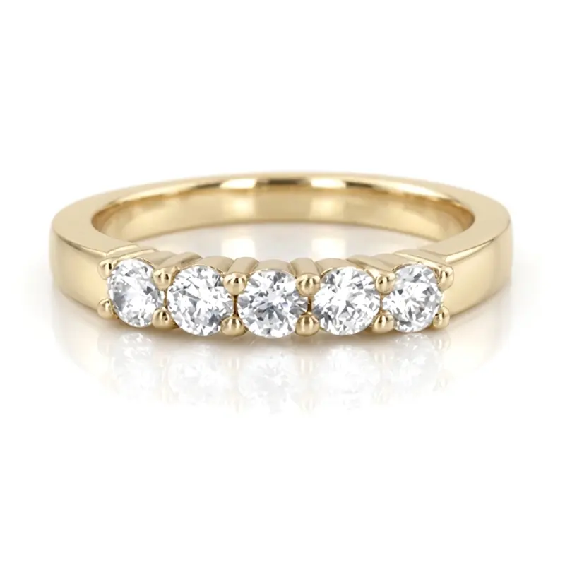 14K white gold 5 Stone Shared Prong Women Anniversary Ring (1/4 ct. tw.) - main view
