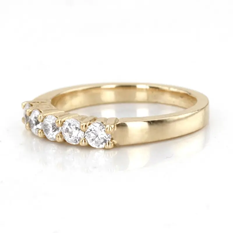 14K white gold 5 Stone Shared Prong Women Anniversary Ring (1/2 ct. tw.) - alternate view 2