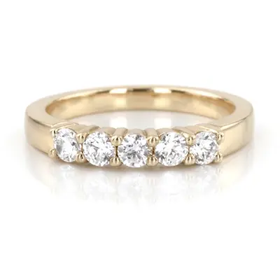 14K white gold 5 Stone Shared Prong Women Anniversary Ring (3/4 ct. tw.) - main view thumbnail