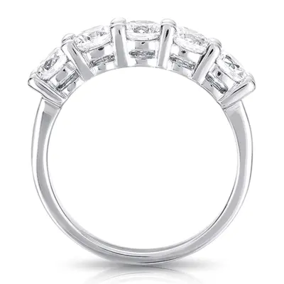14K white gold 5 Stone Classic Basket shared Prong Diamond Anniversary Ring(1.75 ct. tw.) 1 - alternate view 3 thumbnail