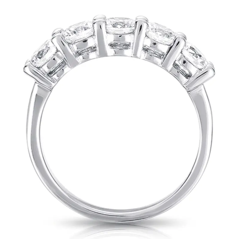 14K white gold 5 Stone Classic Basket shared Prong Diamond Anniversary Ring(1.75 ct. tw.) 1 - alternate view 3