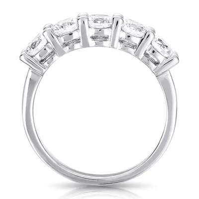 14K white gold 5 Stone Classic Basket shared Prong Diamond Anniversary Ring (0.35 ct. tw) - alternate view 2 thumbnail