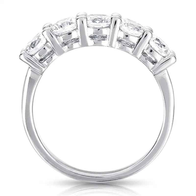 14K white gold 5 Stone Classic Basket shared Prong Diamond Anniversary Ring (0.35 ct. tw) - alternate view 2