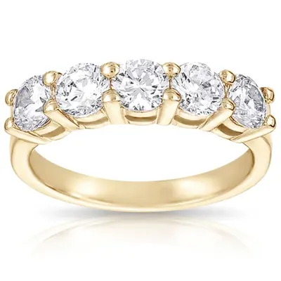 14K white gold 5 Stone Classic Basket shared Prong Diamond Anniversary Ring(1.75 ct. tw.) 1 - alternate view 2 thumbnail