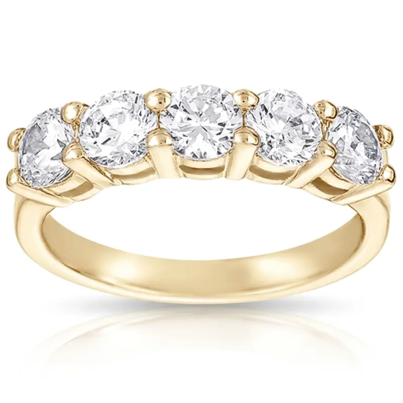 14K white gold 5 Stone Classic Basket shared Prong Diamond Anniversary Ring(1.75 ct. tw.) 1 - alternate view 2