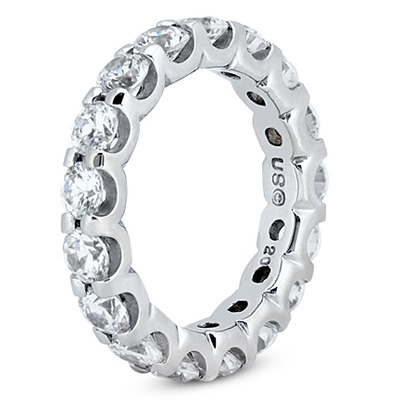 3.20 ct. Round Cut Shared Prong Set Diamond Eternity Wedding Band - view 2