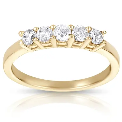 14K white gold 5 Stone Classic Basket shared Prong Diamond Anniversary Ring (0.35 ct. tw) - alternate view 4 thumbnail