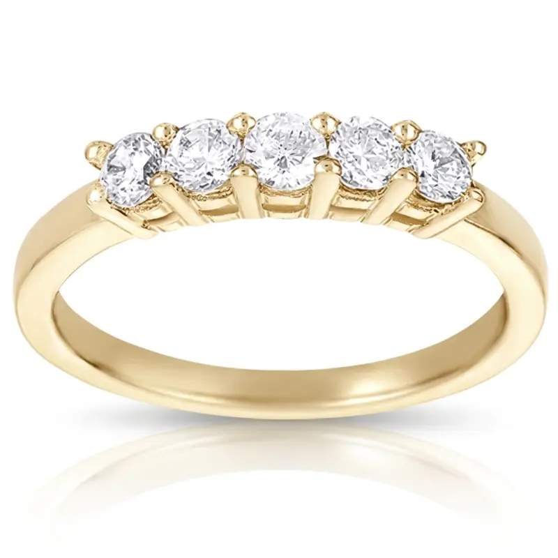 14K white gold 5 Stone Classic Basket shared Prong Diamond Anniversary Ring (0.35 ct. tw) - alternate view 4