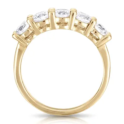 14K white gold 5 Stone Classic Basket shared Prong Diamond Anniversary Ring (0.35 ct. tw) - alternate view 3 thumbnail