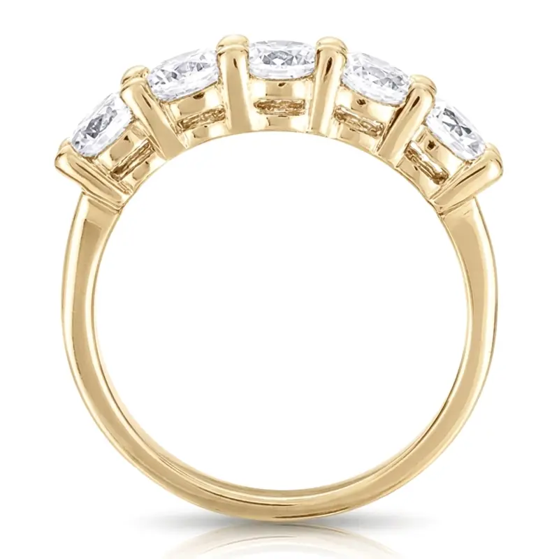 14K white gold 5 Stone Classic Basket shared Prong Diamond Anniversary Ring (0.35 ct. tw) - alternate view 3
