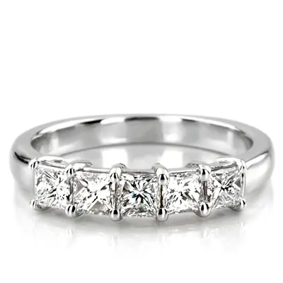 14K white gold Traditional Basket Setting Princess Cut Woman Diamond Ring (1 ct. tw.) - main view thumbnail