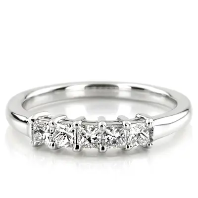 14K white gold Traditional Basket Setting Princess Cut Woman Diamond Ring (1/2 ct. tw.) - alternate view 4 thumbnail