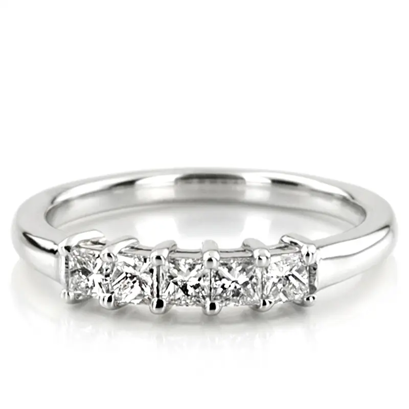 14K white gold Traditional Basket Setting Princess Cut Woman Diamond Ring (1/2 ct. tw.) - alternate view 4