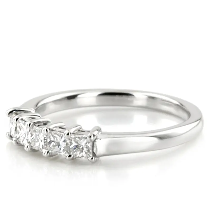 14K white gold Traditional Basket Setting Princess Cut Woman Diamond Ring (1/2 ct. tw.) - alternate view 2