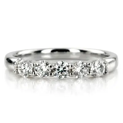 14K white gold Classic 5 Stone Closed Basket Anniversary Band (1/2ct. tw.) - main view thumbnail