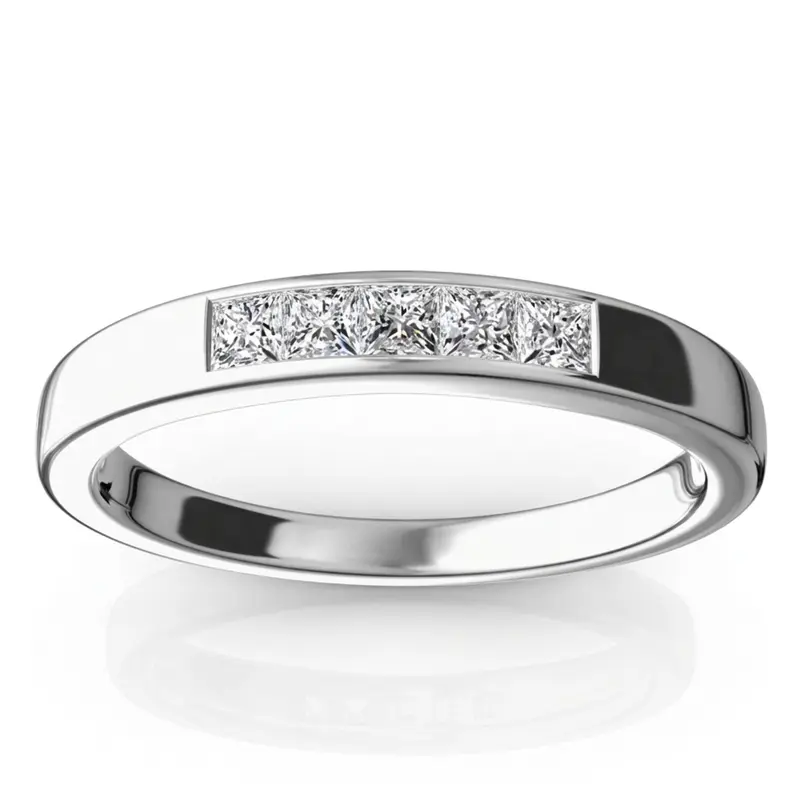 14K white gold Channel Set 5 Stone Princes Cut Diamond Anniversary Band (1/4 ct. tw.) - main view