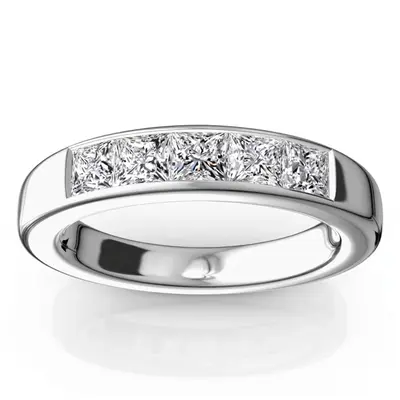14K white gold Classic 5 Stone Princes Cut Diamond Anniversary Band (1 ct. tw.) - main view thumbnail