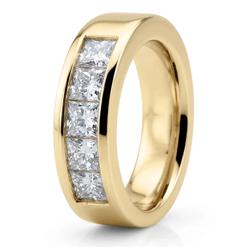 14K white gold Classic 5 Stone Princes Cut Diamond Anniversary Band (1 1/3 Ct. Tw.) - alternate view 4