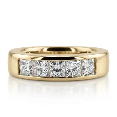 14K white gold Classic 5 Stone Princes Cut Diamond Anniversary Band (1 1/3 Ct. Tw.) - main view thumbnail