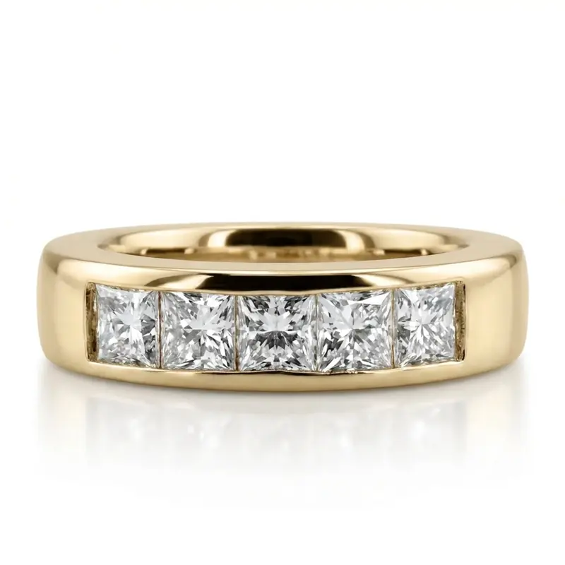 14K white gold Classic 5 Stone Princes Cut Diamond Anniversary Band (1 1/3 Ct. Tw.) - main view