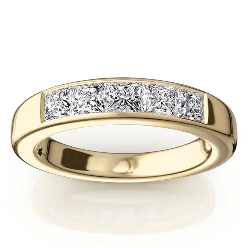 14K white gold Classic 5 Stone Princes Cut Diamond Anniversary Band (1 ct. tw.) - alternate view 2