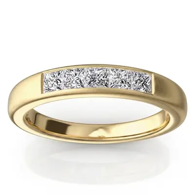 14K white gold Classic 5 Stone Princes Cut Diamond Anniversary Band (1/2 ct. tw.) - alternate view 2 thumbnail