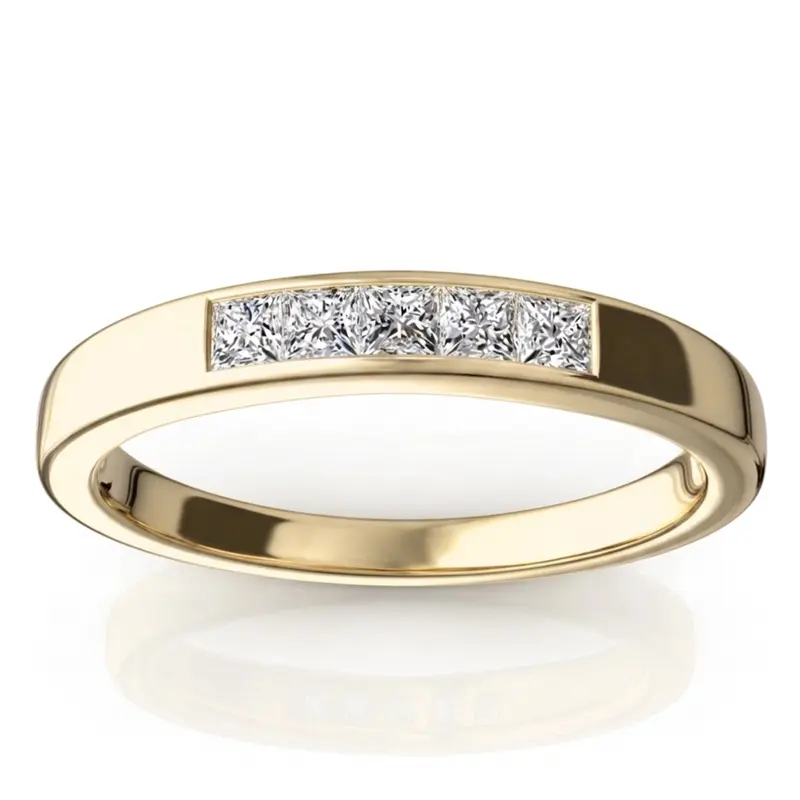 14K white gold Channel Set 5 Stone Princes Cut Diamond Anniversary Band (1/4 ct. tw.) - alternate view 2