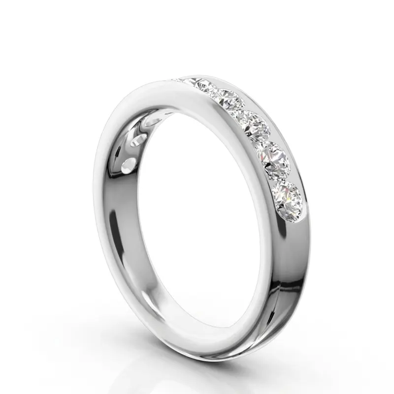 14K white gold Brilliant Round 9 Stone Channel Set Diamond Anniversary Ring (1.00 ct. tw.) - alternate view 6