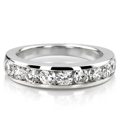 14K white gold Brilliant Round 9 Stone Channel Set Diamond Anniversary Ring (1.00 ct. tw.) - main view thumbnail