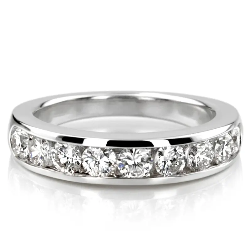 14K white gold Brilliant Round 9 Stone Channel Set Diamond Anniversary Ring (1.00 ct. tw.) - main view
